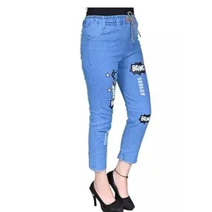 Himanshi Collection Trendy & Stylish Girls Denim Jeans Jogger for Girls (M) Blue