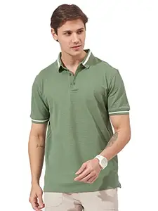 Maniac Men T-shirt || Solid Casuals T-shirt || Slim Fit T-shirt for Men || Polo Neck Half Sleeve || Leaf Green Cotton T-Shirt