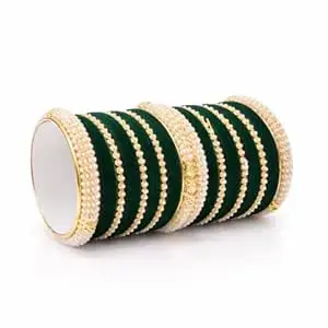 STREE Gold Plated Velvet Chooda Bangle Set with Beads 42 Bangles