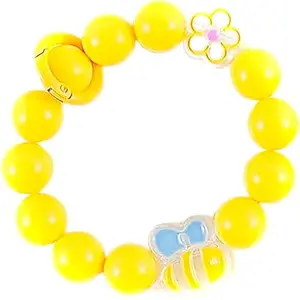 KC Pearl Beads Lanyard Bee Keychain Mobile Chain Charm Hanging, Phone Pendant Wrist Bracelet Holder | Purse, Camera, Mobile Cover Charm Strap Smartphone Case for Girls Women (Yellow)