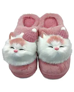 Pampy Angel W20-W-Billi Women's Winter Plush Slippers Flip Flops Slides Warm Fur Homewear Soft Cute Trendy Peach,41 (Euro)