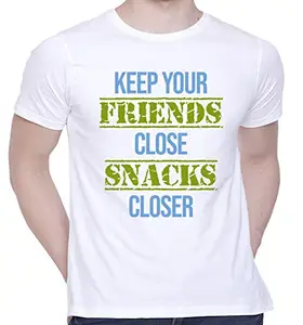 CreativiT Graphic Printed T-Shirt for Unisex Food Tshirt | Casual Half Sleeve Round Neck T-Shirt | 100% Cotton | D00542-52_White_Medium