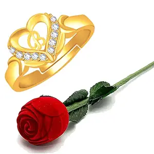 MEENAZ Rings for girls women girlfriend Men Boys girl Lovers Love Heart Name Alphabet Letter Initial B American diamond Adjustable Valentine Crystal cz ad Stone Cubic Zirconia Gold Ring Red Box-391