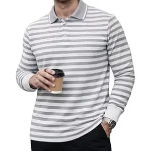 Mack Jonney Men’s Premium Striped Polo T-Shirt | Long Sleeve Cotton Blend | Casual & Smart Wear-M6721