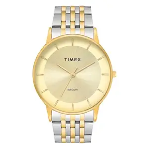 TIMEX Classics Analog Watch for Man with Champagne Round Dial & Multicolor Stainless Steel Bracelet Band Water Resistant Men's Wrist Watches - TWTG12002