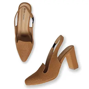 Marc Loire Women's Fashion Textured Block Heel Pump Shoes for Party and Formal Occasions. (Beige I, Numeric_2)