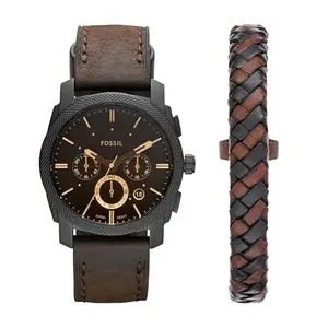 Fossil Men Leather Analog Black Dial Watch-Fs5251Set, Band Color-Brown
