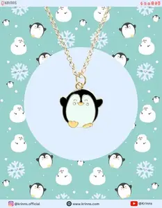 Krinns Cute Fat Penguin Charm Pendant Chain for her, adorable gifts for women Pendants for Women and Girls aesthetic gift comes with cute card packaging