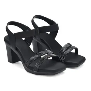 FURIOZZ Women Backstrap Block Heel Fashion Sandals LY2-Black-41