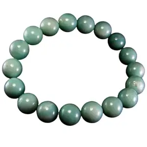 Lady Works Natural Azumar 12mm Round Shape Smooth Cut Beads 6.5 Inch Stretchable Bracelet For Men & Women. Unisex Bracelet For Healing, Meditation, Prosperity, Gift & Luck|LW_BRST_01092_6.5