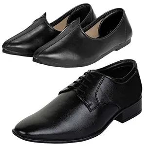 Vitoria Traditional Men/Boys Black Lace Shoes/Jutti/Ethenic Shoes/Party Shoes/Formal Shoes/Black Jutti Combo (Numeric_7)