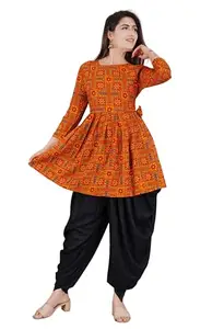 Womens Dhoti Kurta Dress (X-Large) Orange