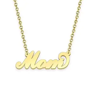 Mom Name Pendant Necklace Gold Plated Brass Made