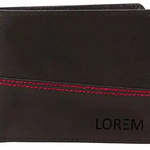 KCK INTERNATIONAL Lorem Brown Out Color Stitching Bi-Fold Premium Faux Leather 4 ATM Card Slots Wallet for Men WL07-B
