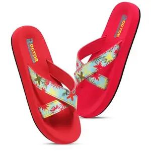 DOCTOR HEALTH SUPER SOFT Women's Classic Ultra Soft Red Flip Flops with Cushion Footbed for Adult | Comfortable & Light Weight | Stylish & Anti-Skid | Waterproof & Everyday Slip-on for Ladies