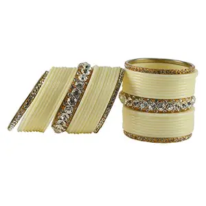 MAYA FASHION white Stone Acrylic-Brass Bangle Elegant Extra Large Size Bangle | Perfect Fit for Plus Size banglesTrendy and Comfortable Fit for woman and girls | (Sku-ban1720)
