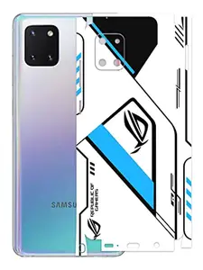 AtOdds - Samsung Galaxy Note 10 Lite Mobile Back Skin Rear Screen Guard Protector Film Wrap (Coverage - Back+Camera+Sides) (Rog Blue)