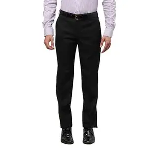 Park Avenue Men's Poly Rayon Blend Checks Pattern Smart Fit Flat Front Formal Trouser