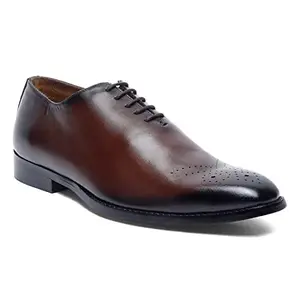 LOUIS STITCH Men's Brown Premium Italian Leather Shoes Wholecut American Style Handcrafted Comfortable Laceup for Men Formal Officewear (Size-9 UK) (EXWCBB)