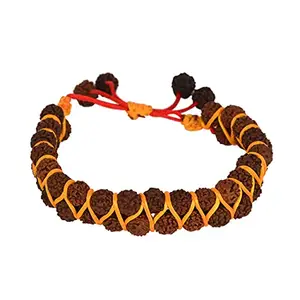 KESAR ZEMS 2 Layer Rudraksha Bracelet Wrist Band Adjustable BRACELET With Yellow & Red Thread For Unisex, Energy, Healing & Spiritual