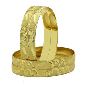 SAIYONI Cultural Crest Gold Plated Bangle Pack Of 4 - Gold (8076_2.6) | Crafted For Her With An Affection For Artistry