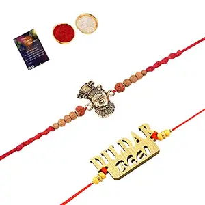 Stylish Classic Look Rakhi With "DILDAR BHAI " Rakhi combo For Bhaiya With Roli Chawal And Greeting Card -1392