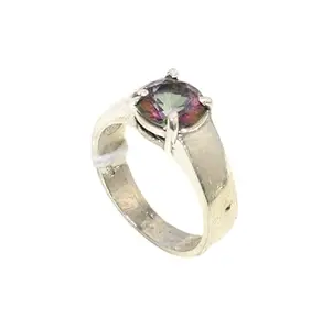 Rajasthan Gems Mens Ring 925 Sterling Silver Mystic Quartz Gem Stone Women Men Unisex Handmade Gift j759