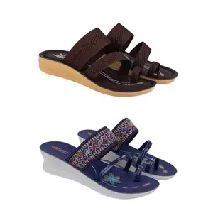 ZENWEAR Extra Soft Classic Casual wear with Flexibility Technology Sandal Combo for Women's/Girl's(6141+1947)(4) Multicolor