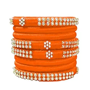 pratthipati's Hand Made Silk Thread Bangles Plastic Bangle Set For Women New Model (Orange) (Pack of 8) (Size-2/2)