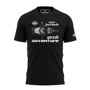 streetsoul moto apparels Jawa Yezdi Adventure Printed Cotton T-Shirt (Medium) Black