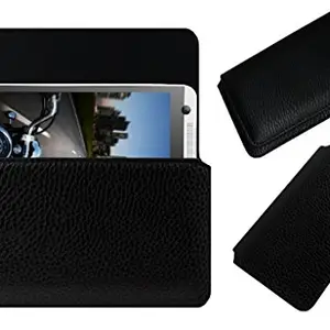 Acm Horizontal Leather Case Compatible with Celkon Millennia Me Q54 Mobile Cover Carry Pouch Holder Black