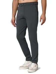 Geeta Fashion Men's Solid Lycra Slim Fit Stretchable Casual Wear Comfortable Formal Trousers Pants Model 25.7 Pant Lycra Drak Grey Size 38
