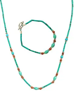 Mehrunnisa Afghani Ethnic Turquoise Necklace & Bracelet Set for Girls/Women (JWL1240)