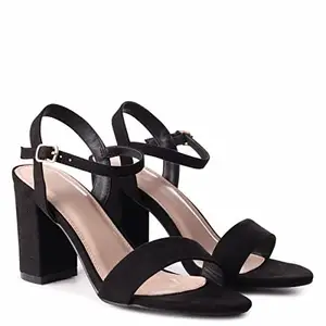 Unda Fashion Women Stylish Fancy and Comfort Trending Block Heel Fashion Sandal For Office Uses(Black)