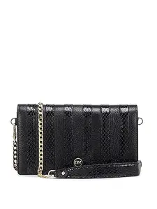 Da Milano Sling Leather Wallet for Women - Black