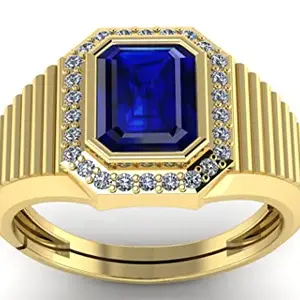 LMDLACHAMA 2.00 Ratti / 1.25 Carat Natural AA ++ Quality Blue Sapphire Gemstone Gold Plated Ring For Men And Women's