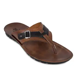 PU-SPM Men's Casual Daily Sandals and Floaters (Brown,Size: 5)