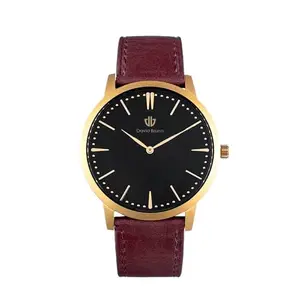 David Bruno Men & Women Analog Black Dial Color with Maroon Strap Classic Leather Watch