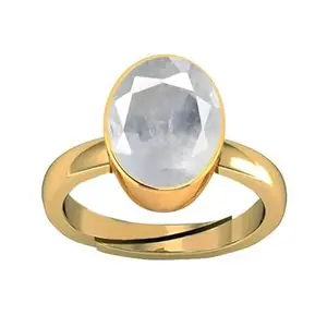 SIDHGEMS 6.25 Ratti AA++ Quality Certified Adjaistaible Gold Plated Ring Natural White Sapphire Pukhraj Loose Gemstone
