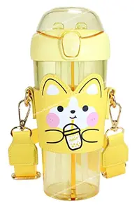 FunBlast Sipper Bottle for Kids – 2 in 1 Water Bottle, Tumbler with Straw and Sipper with Adjustable Strap, BPA Free Water Bottle, School Bottle for Kids (530 ML) (Yellow)