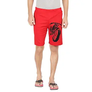hotfits Men's Red Cotton Graphic Shorts -XXL