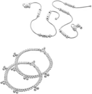 Lila Jewellery Traditional Jewellery For All Occassions Anklets Payal Pair for Women/Girls Alloy Anklet - Bzr_Combo Payal-121 & 123-(1-Pair Each)