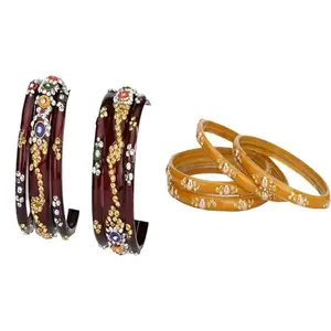 Somil Elegant Combo Bangles For Women & Girls | Stylish Bangles Set For Everyday & Functions, Pack Of 10, Maroon, Yellow -B547
