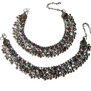 Gorgeous Traditional Anklets with Multi-Color Stone Accents
