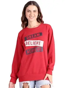 Mack Jonney Fleece Regular Fit Printed Crew Neck Sweatshirt for Women-MACK639948