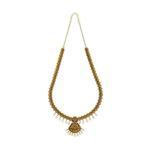 Kushal's Fashion Jewellery Ruby-Green Gold Plated Ethnic Antique Necklace - 416752