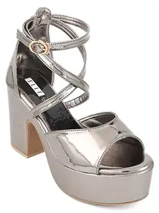 Elle Women's Heels Sandal, Grey, 5
