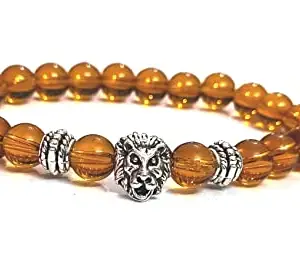 ASTROGHAR Lion Head Protection charm Yellow Crystal Bracelet For Men And Women