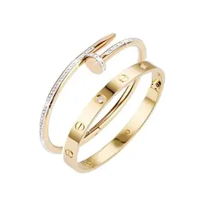 MYKI Gilded Beautiful Nail and Kada Combo Bracelet For Women & Girls