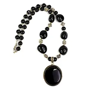Reiki Crystal Products Crystal Stone Black Tourmaline Necklace Mala with Pendant for women